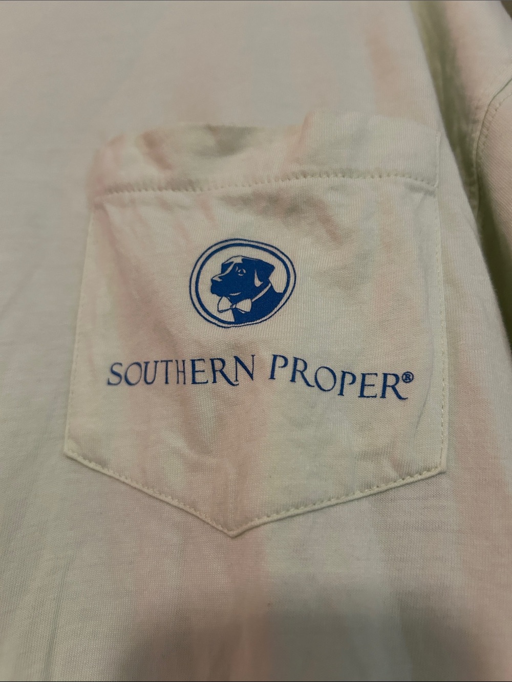 Southern Proper White Short Sleeve Tee with Blue Logo Pocket